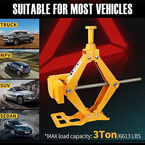 E-HEELP 3 Ton Electric Car Jack, 12V Automatic Scissor Lift Floor Jack with Impact Wrench Kit for Sedans, Lifting Range 4.72-14.57 Inches - Image 2