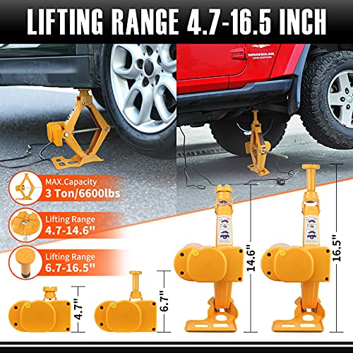 E-HEELP 3 Ton Electric Car Jack, 12V Automatic Scissor Lift Floor Jack with Impact Wrench Kit for Sedans, Lifting Range 4.72-14.57 Inches - Image 3