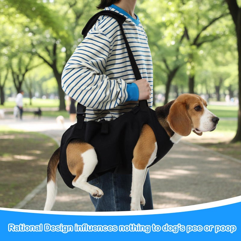 Shinylin Dog Carry Sling Emergency Backpack Pet Legs Support and Rehabilitation Dog Lift Harness Adjustable Lifting Straps Carrier for Senior Dogs Joint Injuries, Arthritis, Hiking, Skiing, Black(L) - Image 3