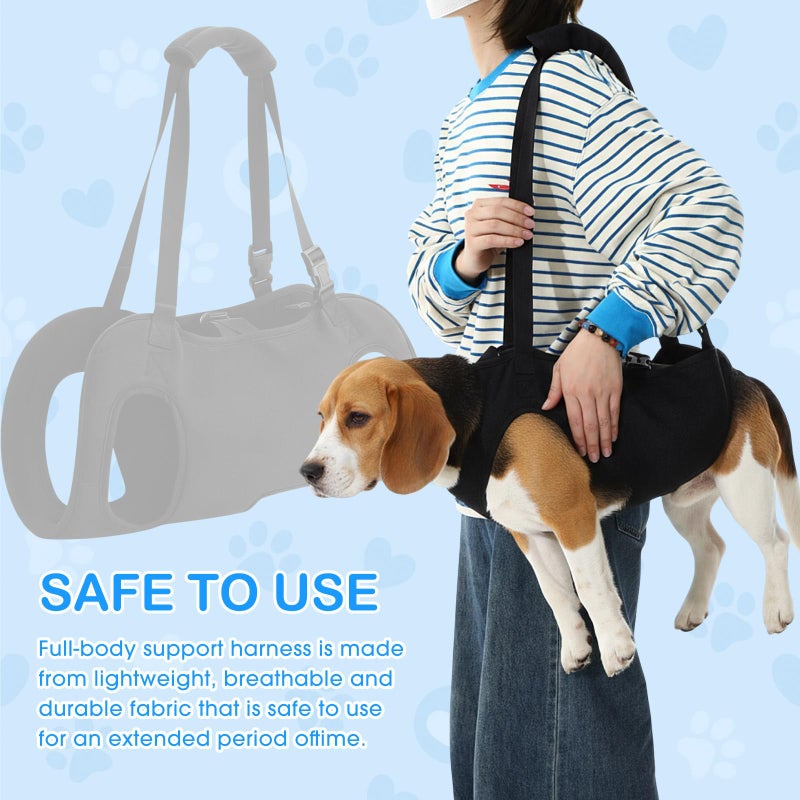 Shinylin Dog Carry Sling Emergency Backpack Pet Legs Support and Rehabilitation Dog Lift Harness Adjustable Lifting Straps Carrier for Senior Dogs Joint Injuries, Arthritis, Hiking, Skiing, Black(L) - Image 5