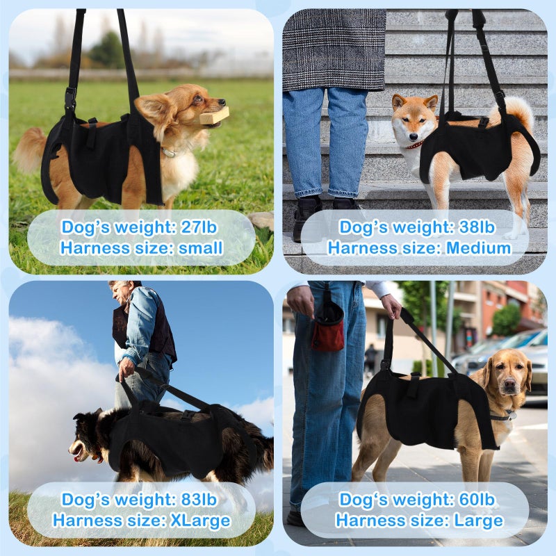 Shinylin Dog Carry Sling Emergency Backpack Pet Legs Support and Rehabilitation Dog Lift Harness Adjustable Lifting Straps Carrier for Senior Dogs Joint Injuries, Arthritis, Hiking, Skiing, Black(L) - Image 2