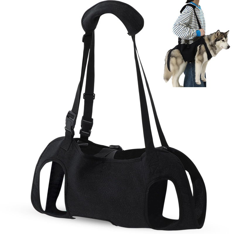 Shinylin Dog Carry Sling Emergency Backpack Pet Legs Support and Rehabilitation Dog Lift Harness Adjustable Lifting Straps Carrier for Senior Dogs Joint Injuries, Arthritis, Hiking, Skiing, Black(L) - Image 1