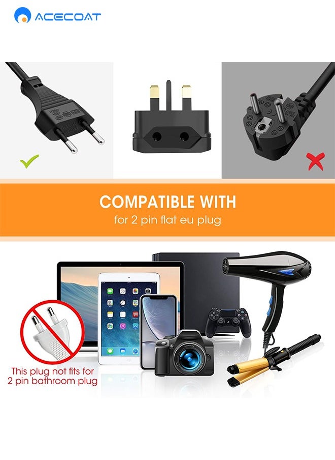 ACECOAT - 3 Packs EU to UK Travel Plug Adapter-2 Pin European to 3 Pin Socket Converter for Business Trip Hotel Home-Type C G for Hong Kong/Singapore/Malaysia/India/Pakistan/Vietnam/Kenya/Maldives/Qatar, Black - Image 1