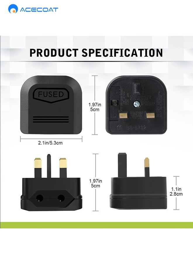 ACECOAT - 3 Packs EU to UK Travel Plug Adapter-2 Pin European to 3 Pin Socket Converter for Business Trip Hotel Home-Type C G for Hong Kong/Singapore/Malaysia/India/Pakistan/Vietnam/Kenya/Maldives/Qatar, Black - Image 1