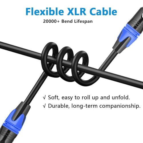 IMAGINEA 15 Meter XLR Microphone Cable Shielded Microphone Cable for Studio Recording and Live Production, Gold-Plated Pins, Male to Female, for Mic and Balanced Cables (Pack of 1) - Image 3