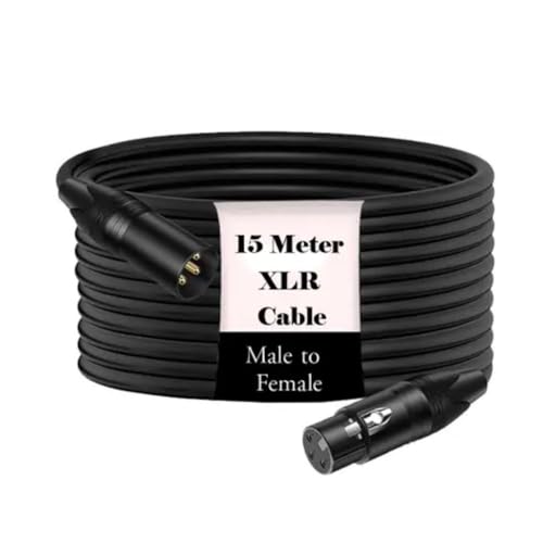 IMAGINEA 15 Meter XLR Microphone Cable Shielded Microphone Cable for Studio Recording and Live Production, Gold-Plated Pins, Male to Female, for Mic and Balanced Cables (Pack of 1) - Image 1