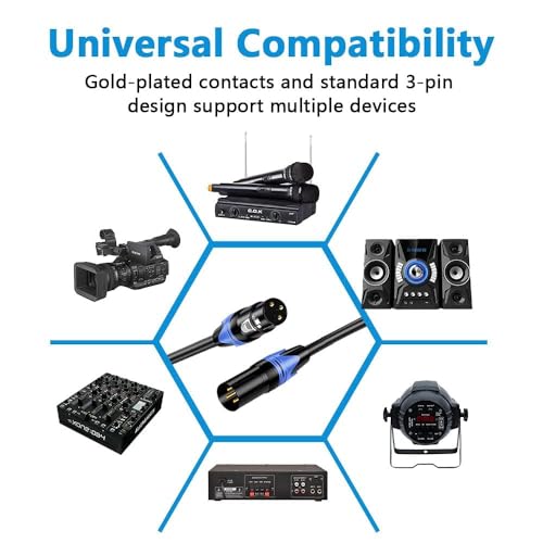 IMAGINEA 15 Meter XLR Microphone Cable Shielded Microphone Cable for Studio Recording and Live Production, Gold-Plated Pins, Male to Female, for Mic and Balanced Cables (Pack of 1) - Image 4