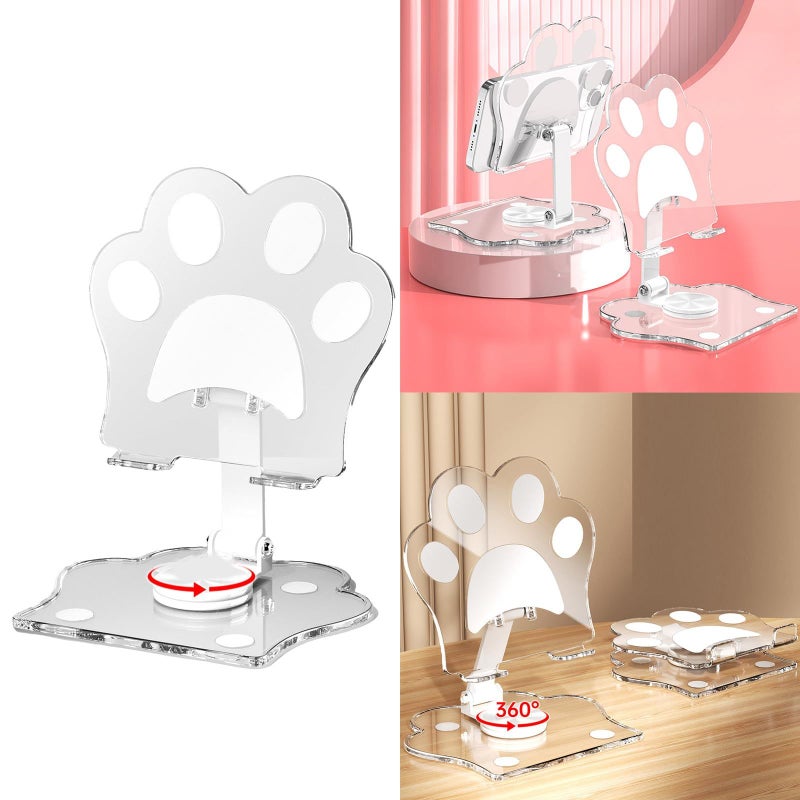 Clear Acrylic Laptop Stand With Cats Paws Design Foldable Tablet Holder Non Slip Base Ergonomic Viewing Angle - Image 3