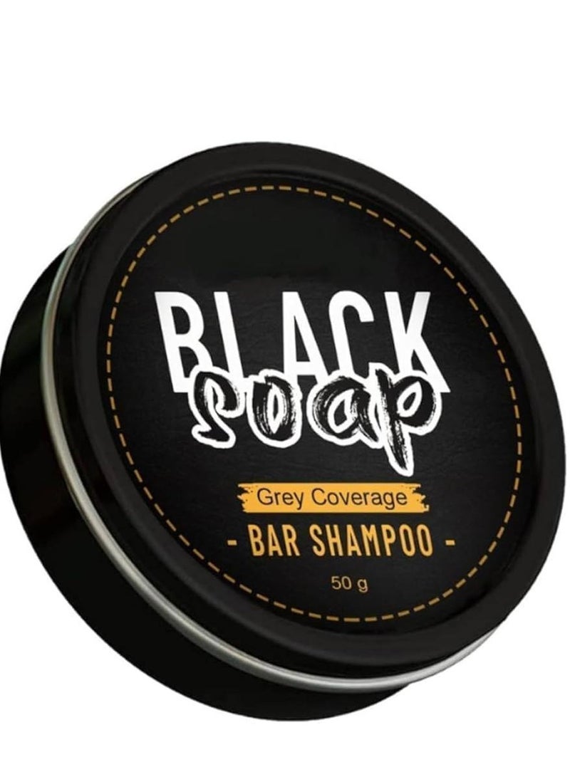 Black Soap Grey Coverage Bar Shampoo Natural Grey Concealment Eco-Friendly Shampoo Bar for Hair Nourishment and Restoration 50g