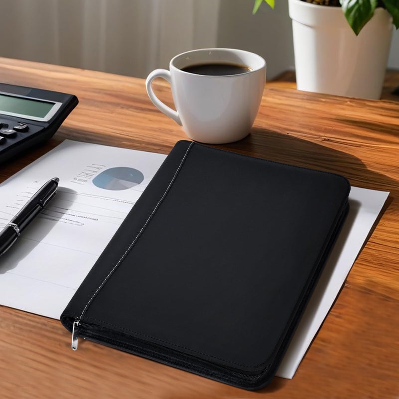 Antner Zipper Portfolio Binder Padfolio 3 Ring Binder 1 Inch Professional Faux Leather Document Organizer Folio for Tablet, Phone, and 8.5x11 Documents, Resumes, Presentation Folders for Men & Women - Image 2