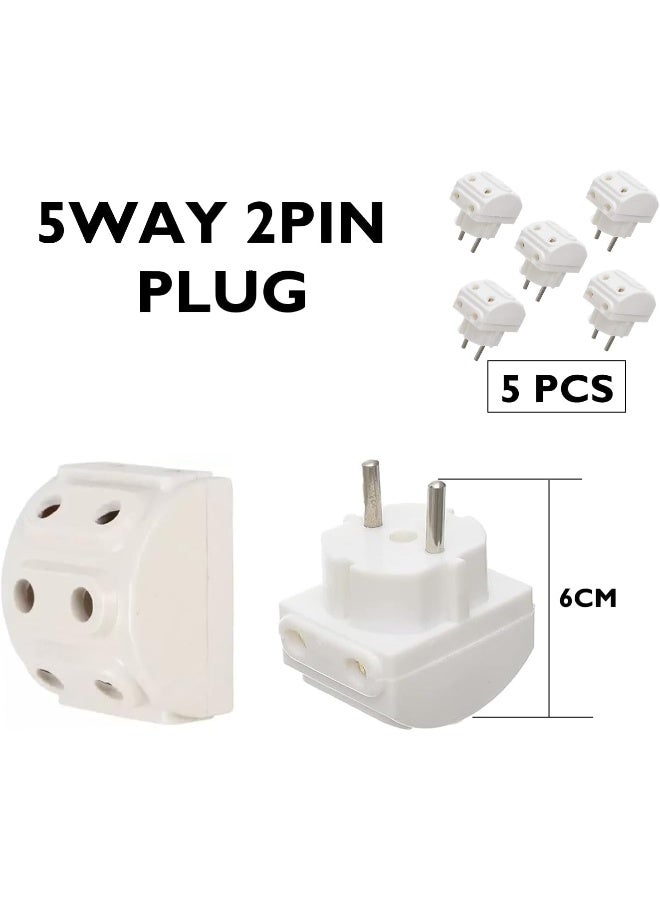 melfi Melfi 5-Way 2 Pin Multi-Plug Socket In White, Ideal For Domestic And Commercial Applications (5Pcs)  - Image 2