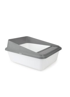 all for paws Go Fresh High Back Cat Litter Box Small Grey  - Image 1