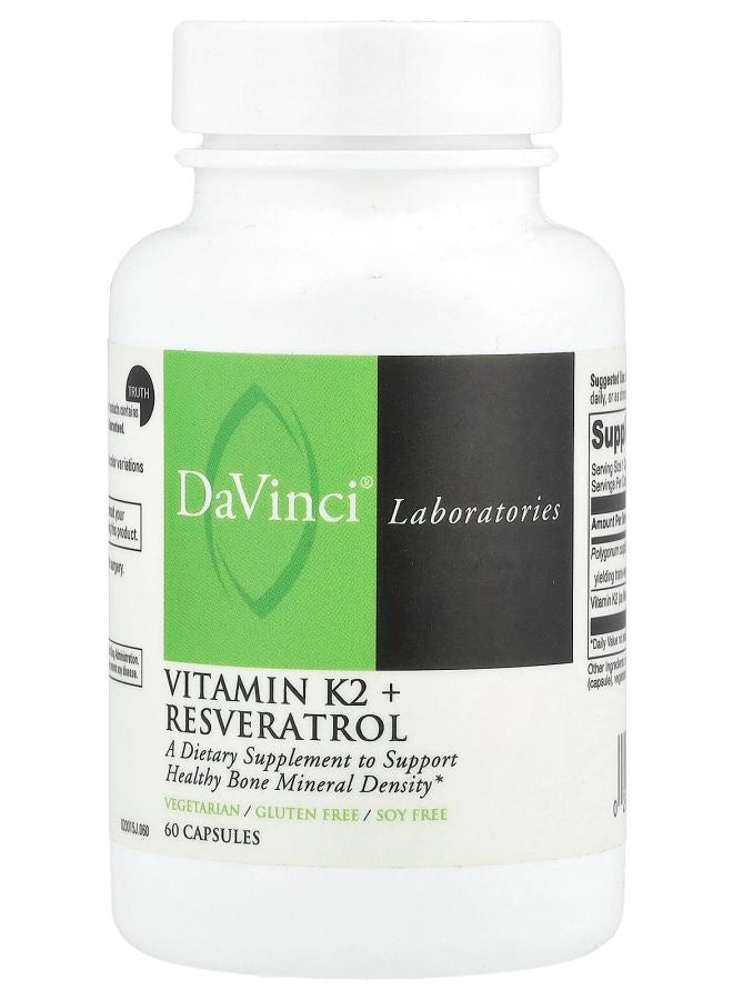 DaVinci Laboratories Vitamin K2 + Resveratrol 60 Capsules