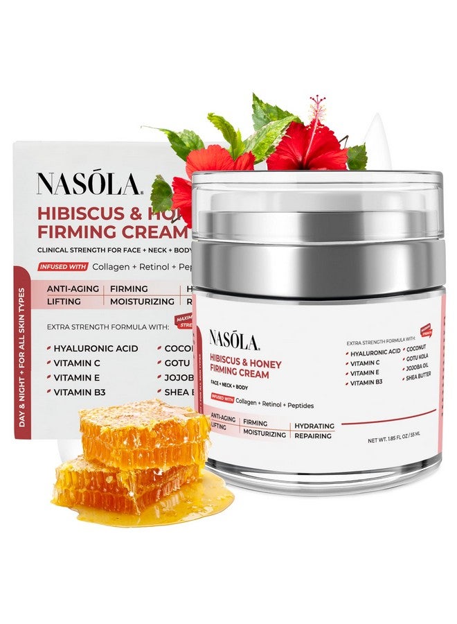 ناسولا كريم نازولا لشد البشرة بالكركديه والعسل، كريم لشد الرقبة، كريم لشد البشرة، لوشن لشد البشرة للوجه والجسم، مرطب للوجه مضاد للتجاعيد مع الكولاجين، 55 مل/1.85 أونصة - Image 1