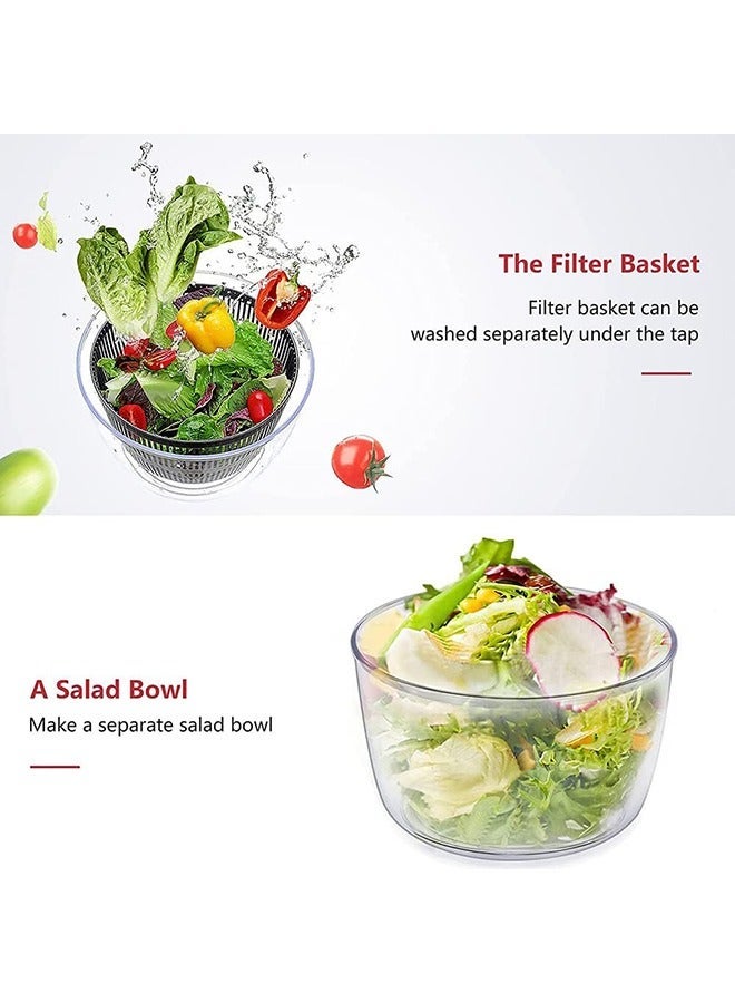 HOMESTAR Salad Spinner, Multifunction Manual Lettuce Dryer and Vegetable Washer, BPA Free, Draining Lettce with Ease, For Greens, Lettuce, Fruits Vegetables/5L - Image 3