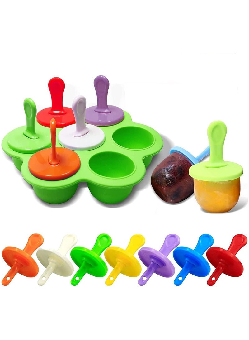 GGEROU Silicone Popsicle Molds, 7-cavity DIY Collapsible Popsicle Molds BPA Free,Reusable,Green  - Image 1