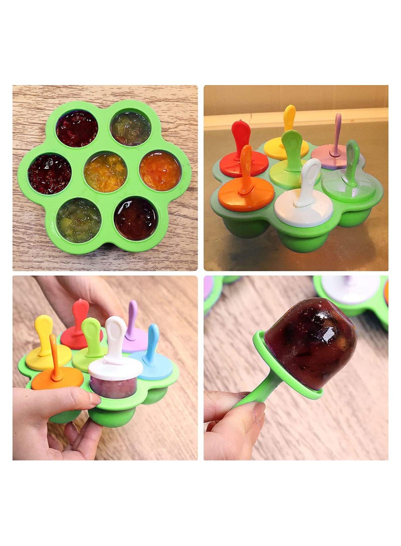 GGEROU Silicone Popsicle Molds, 7-cavity DIY Collapsible Popsicle Molds BPA Free,Reusable,Green  - Image 5