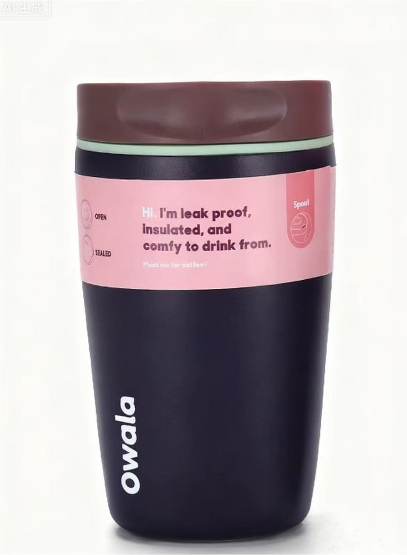 Owala SmoothSip Slider Insulated Stainless Steel Coffee Tumbler, Reusable Iced Coffee Cup, Hot Coffee Travel Mug, BPA Free 12 oz - Image 1