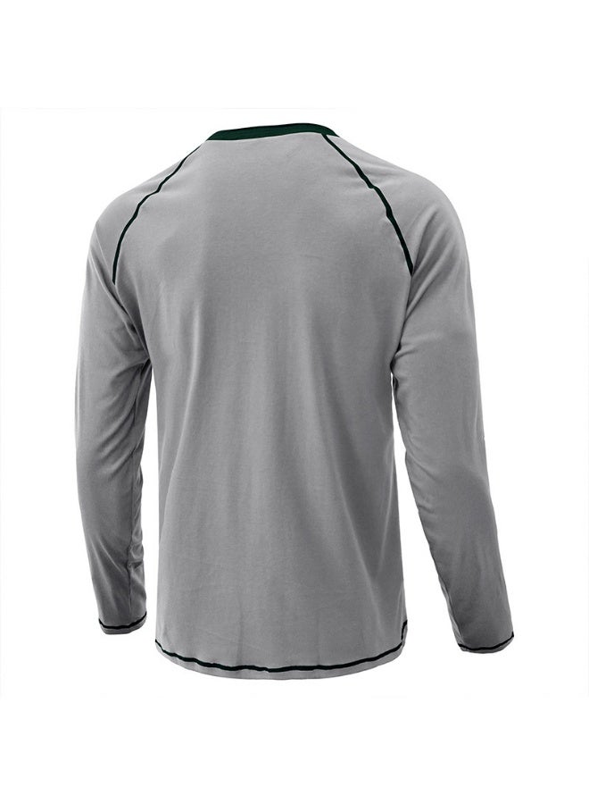 general Men's Henley Shirts Raglan Long Sleeve Casual Slim Fit Lightweight Fashion T-Shirts - Image 2