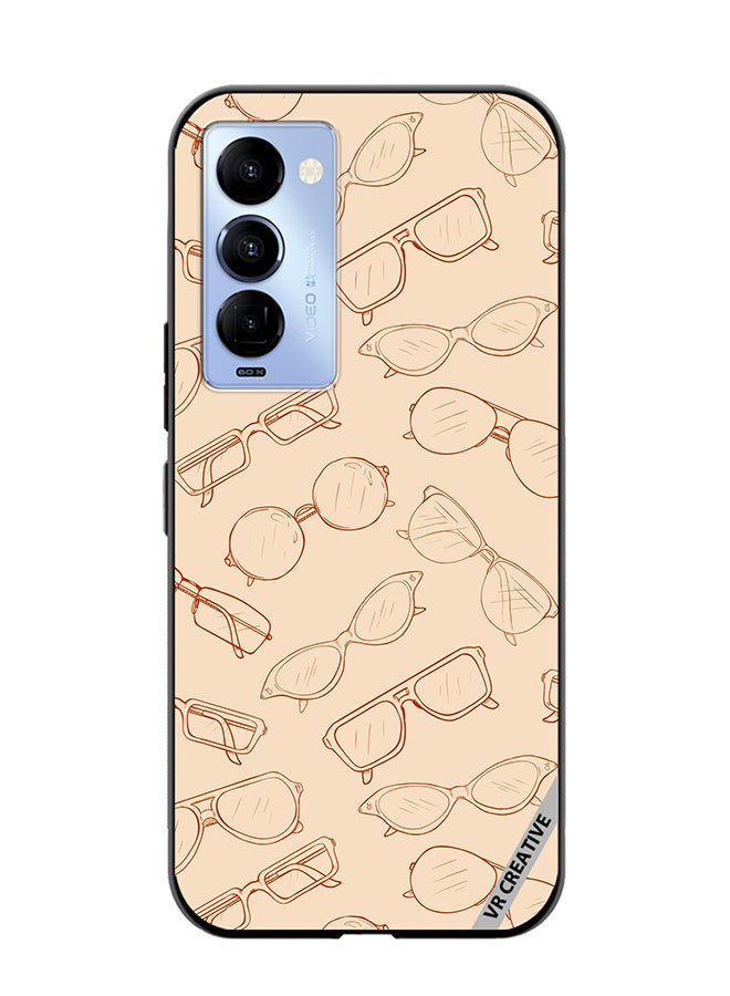 VR CREATIVE Protective Case Cover For Tecno Camon 18/18 P Sketch Eyeglasses Design Multicolour - Image 1