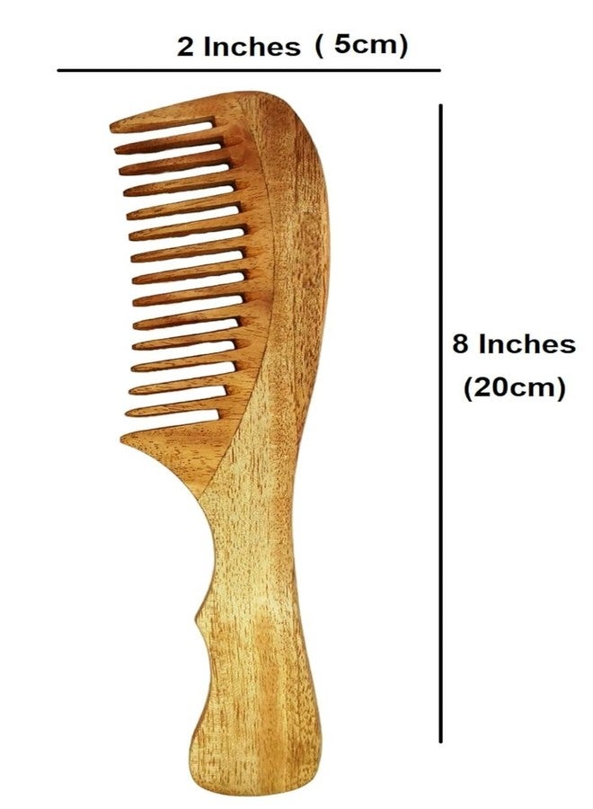 TECHSUPREME 100% Pure & Natural Neem Comb for Men Women | Reduces Hair Fall & Control Dandruff Wide Teeth Wooden Comb | Detangler Beard Comb and Mustache Comb for Hair Styling, Travel Comb Grooming - Image 2