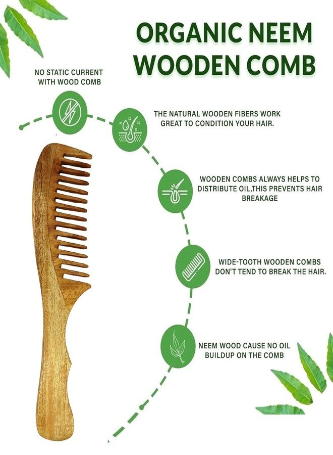 TECHSUPREME 100% Pure & Natural Neem Comb for Men Women | Reduces Hair Fall & Control Dandruff Wide Teeth Wooden Comb | Detangler Beard Comb and Mustache Comb for Hair Styling, Travel Comb Grooming - Image 5