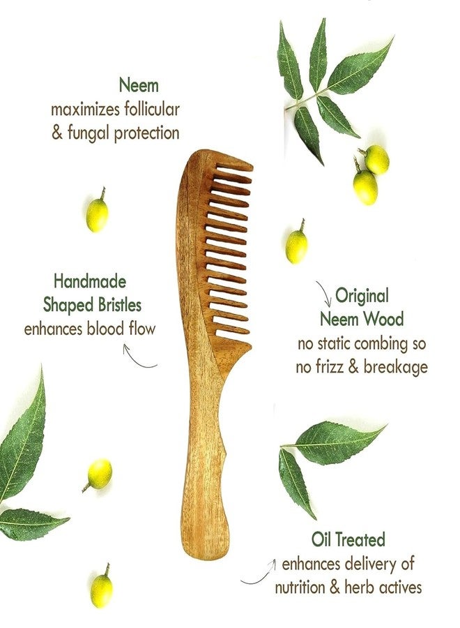 TECHSUPREME 100% Pure & Natural Neem Comb for Men Women | Reduces Hair Fall & Control Dandruff Wide Teeth Wooden Comb | Detangler Beard Comb and Mustache Comb for Hair Styling, Travel Comb Grooming - Image 4