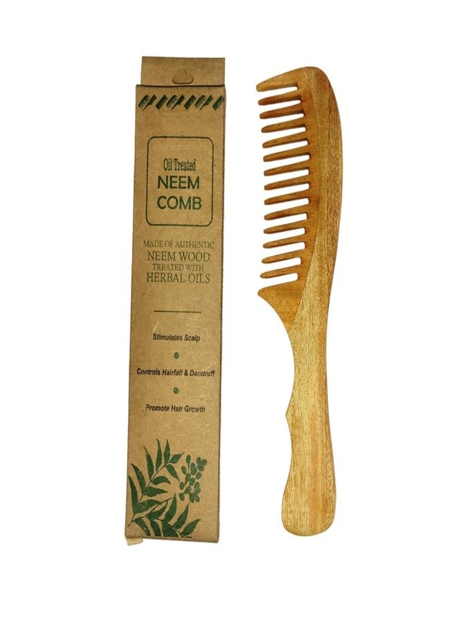 TECHSUPREME 100% Pure & Natural Neem Comb for Men Women | Reduces Hair Fall & Control Dandruff Wide Teeth Wooden Comb | Detangler Beard Comb and Mustache Comb for Hair Styling, Travel Comb Grooming - Image 1