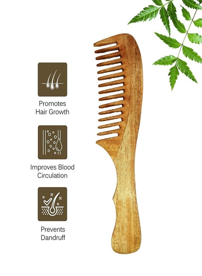 TECHSUPREME 100% Pure & Natural Neem Comb for Men Women | Reduces Hair Fall & Control Dandruff Wide Teeth Wooden Comb | Detangler Beard Comb and Mustache Comb for Hair Styling, Travel Comb Grooming - Image 3