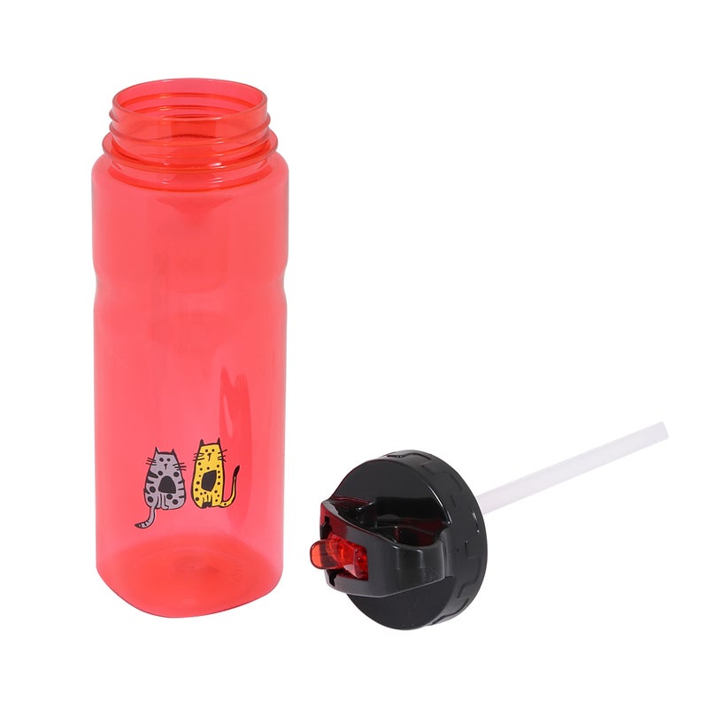 Biggdesign Cats Design Tritan Water Bottle, Robust, Easy to Clean, Leak proof Lid, 650 ml Red - Image 4