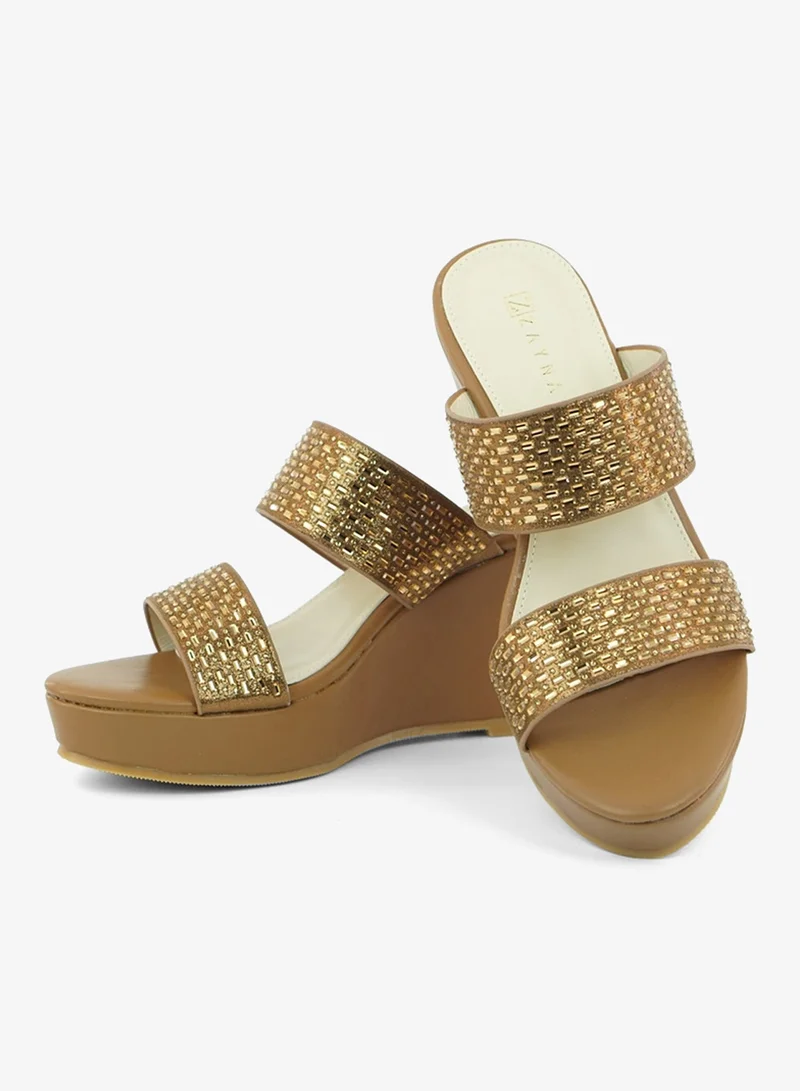 زينة 221-328 Zayna Ladies Classic Wedge Slides 3T2320-712 Bronze