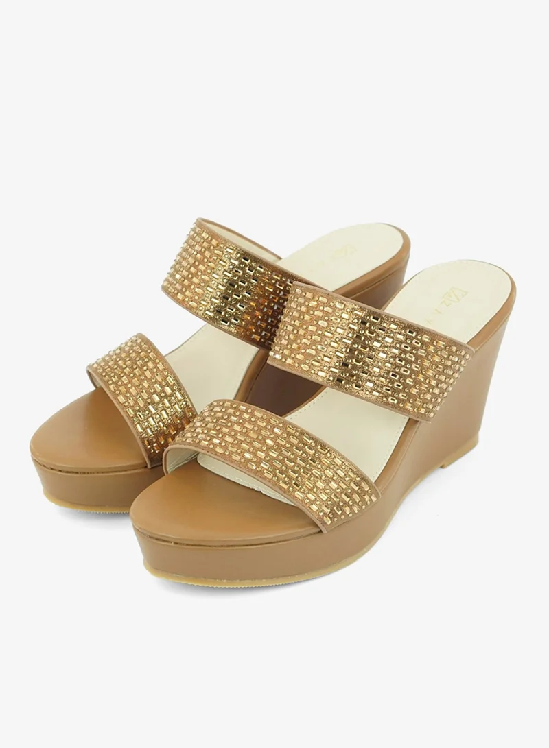 زينة 221-328 Zayna Ladies Classic Wedge Slides 3T2320-712 Bronze