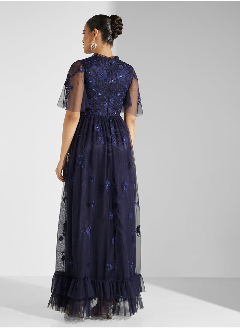 Frock and Frill Floral Embroidered Dress  - Image 2