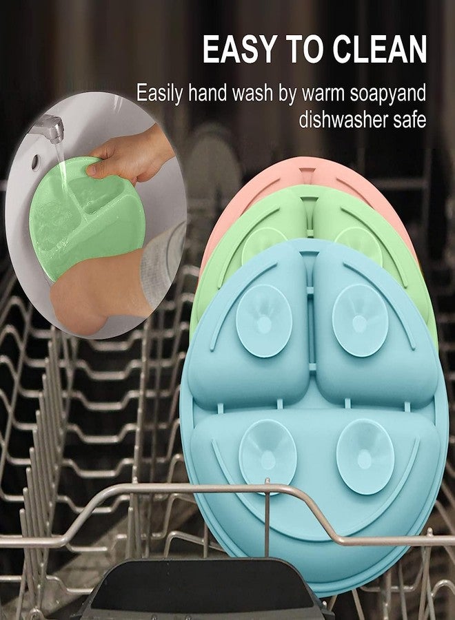 NAIDEV® Plate for Baby with Suction Non Toxic Silicone Toddler Plates with Deep Divided for Kids to Feed Themselves, Dish Washer & Micro-Wave Oven Safe.Foodgrade (Pink and Blue 2) - Image 5
