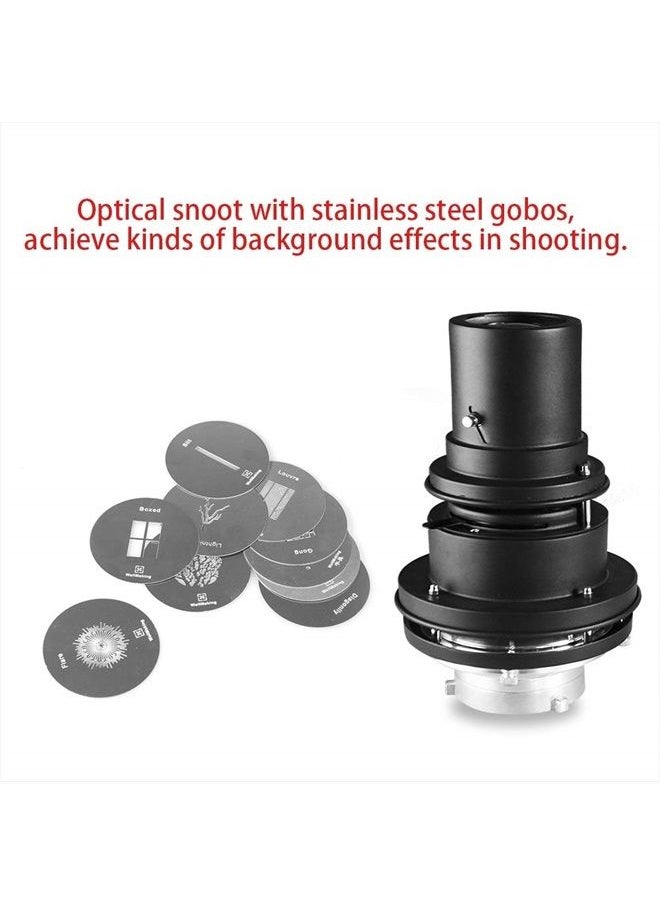 Wellmaking - Wellmaking Bowens Mount Flash snoot conical Lens Video Artist Modelling Shape Light Studio use with Optical Lens Various Gobos Bowens Photography Accessories - Image 1