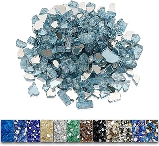 GRISUN Aqua Blue Fire Glass for Fire Pit , 1/2 Inch High Luster Reflective Tempered Glass Rocks for Natural or Propane - Image 1