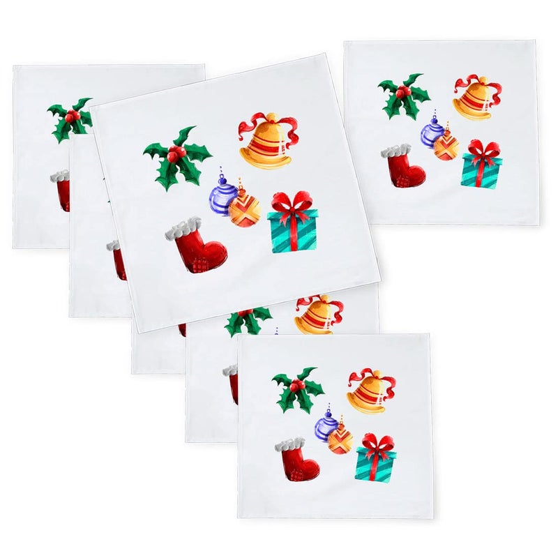 Khakee 6 Pcs Christmas Theme Silk Table Napkins 10x 10 for Xmas Decoration Christmas OrnamentsChristmas Giftxmas21638 - Image 1