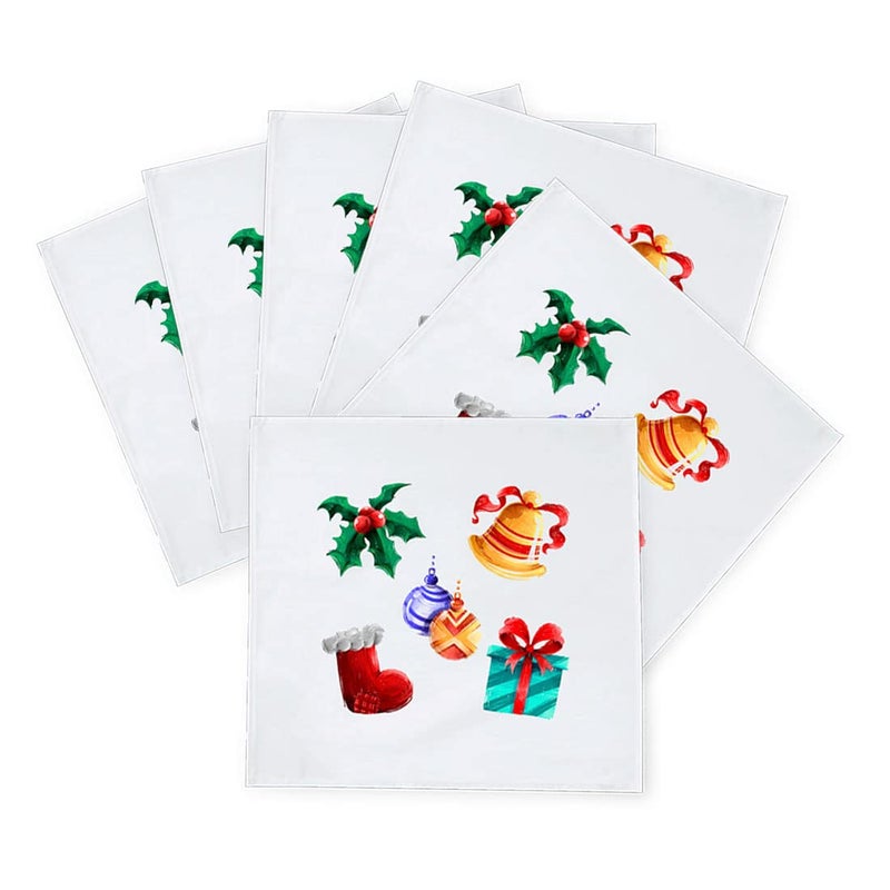 Khakee 6 Pcs Christmas Theme Silk Table Napkins 10x 10 for Xmas Decoration Christmas OrnamentsChristmas Giftxmas21638 - Image 2