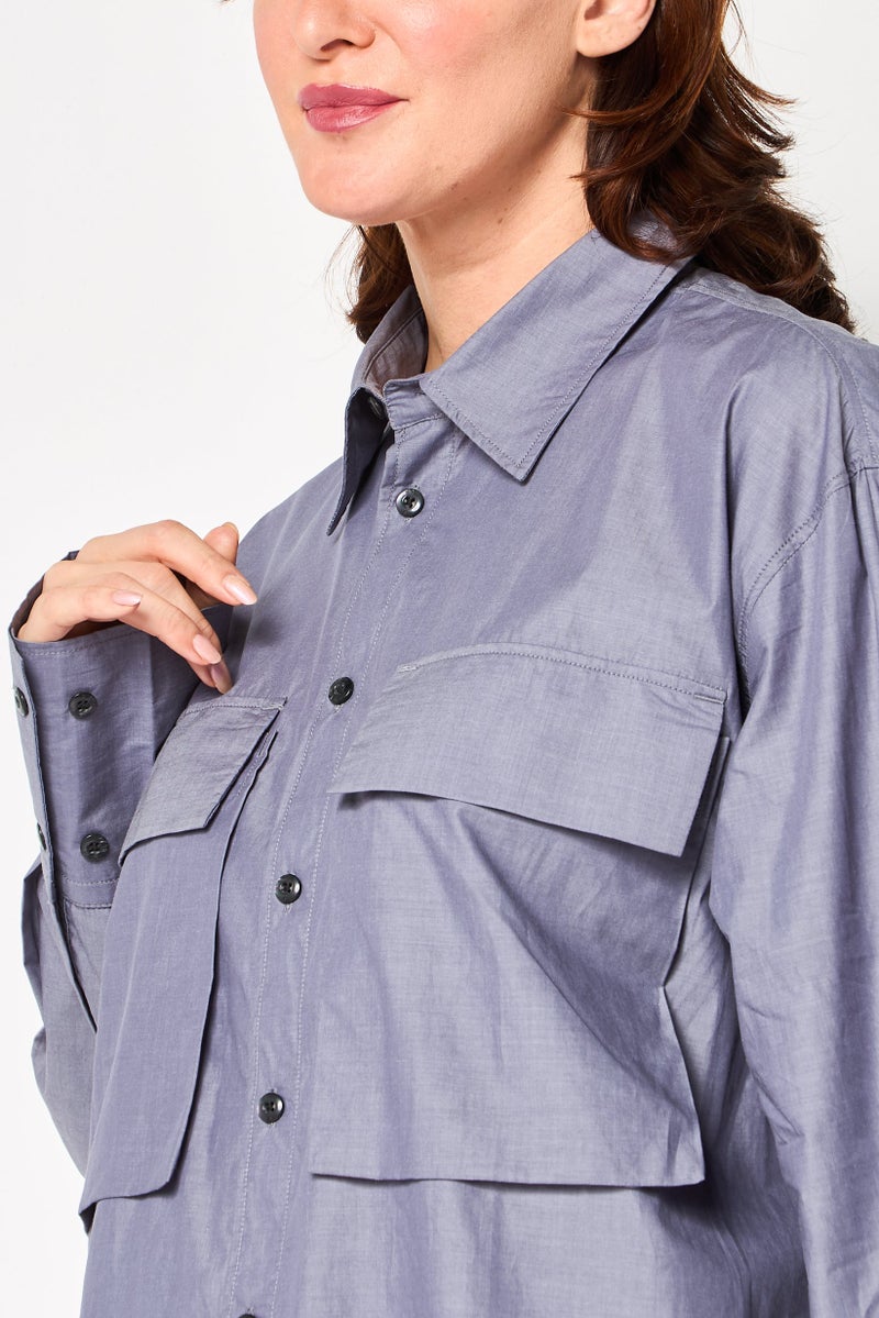 G-Star RAW Women Regular Fit Plain Long Sleeve Shirt, Grey - Image 3