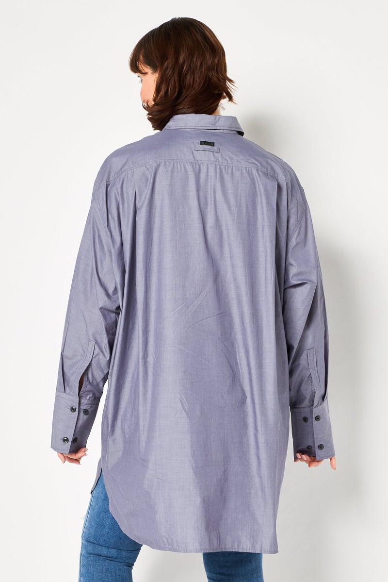 G-Star RAW Women Regular Fit Plain Long Sleeve Shirt, Grey - Image 4