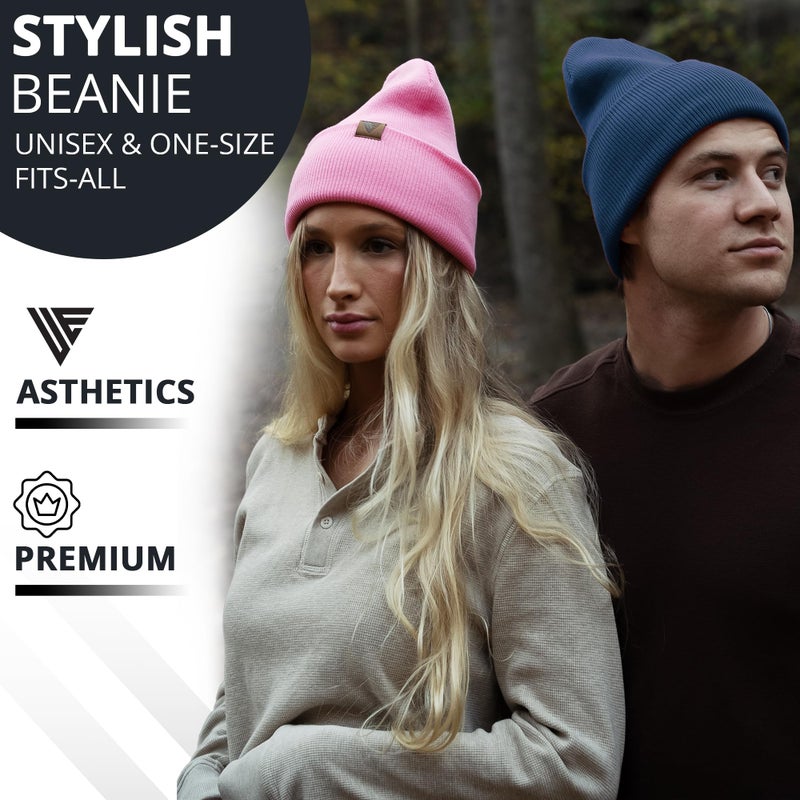 Urban Effort Unisex Knit Beanie â€“ Warm Acrylic Cuffed Winter Hat for Men & Women, Soft Stretch Fit, Classic Streetwear Style (Navy Blue) - Image 5