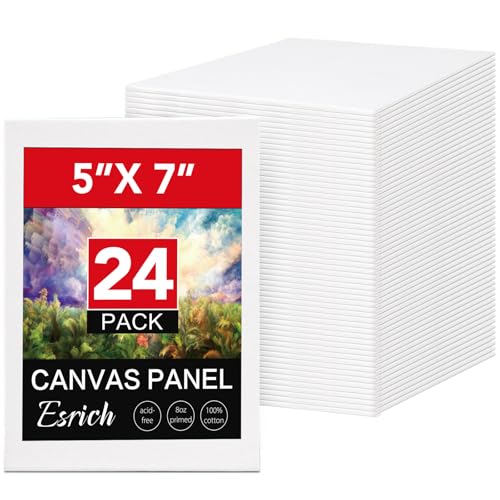 ESRICH Small Canvases for Painting 5x7IN, 24 Pack Small Canvas Boards Painting Canvas Primed Acid-Free Blank Canvas Panels for Oil Paint, Watercolor, Acrylic Paint, Gouache &Tempera. - Image 1