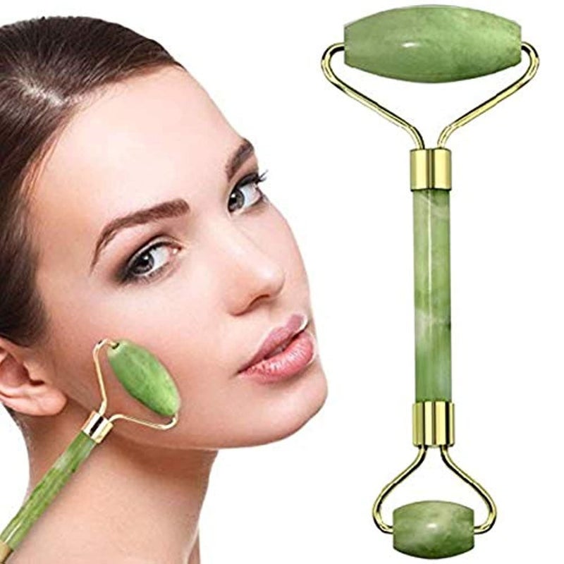 Generic Contew Jade Stone Facial Roller & Massager Kit For Face, Eye, Neck & Foot/Natural Massage Roller Kit (Green)