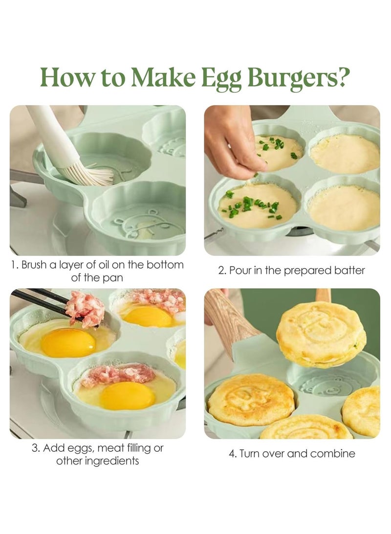 عام مقلاة بانكيك غير لاصقة مع 4 قوالب حيوانية، صانعة البانكيك والكريب المصغرة الخالية من PFOA للأطفال، مقلاة بيض للإفطار، مناسبة للطبخ على المواقد الحثية والغازية والكهربائية. - Image 4