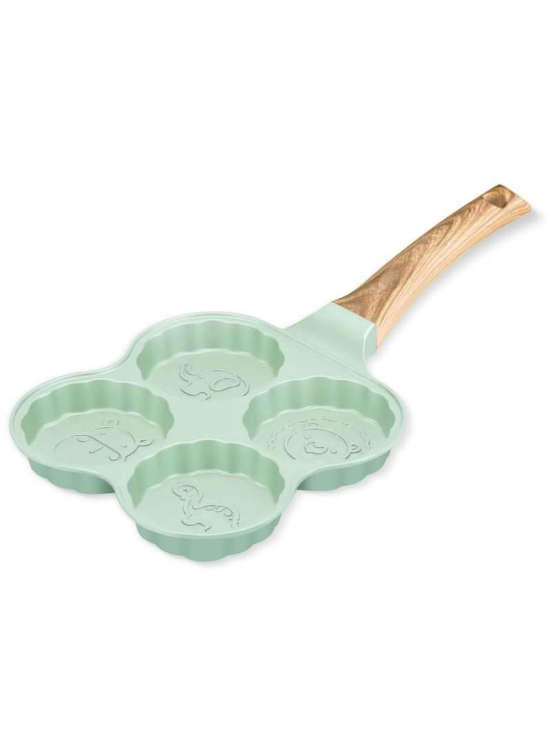 عام مقلاة بانكيك غير لاصقة مع 4 قوالب حيوانية، صانعة البانكيك والكريب المصغرة الخالية من PFOA للأطفال، مقلاة بيض للإفطار، مناسبة للطبخ على المواقد الحثية والغازية والكهربائية. - Image 1