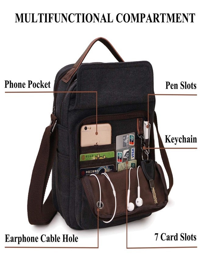 RAVUO Mens Messenger Bag Small Canvas Shoulder Bags Travel Bag Man Purse Crossbody Bags for Work and Business Black - Image 3
