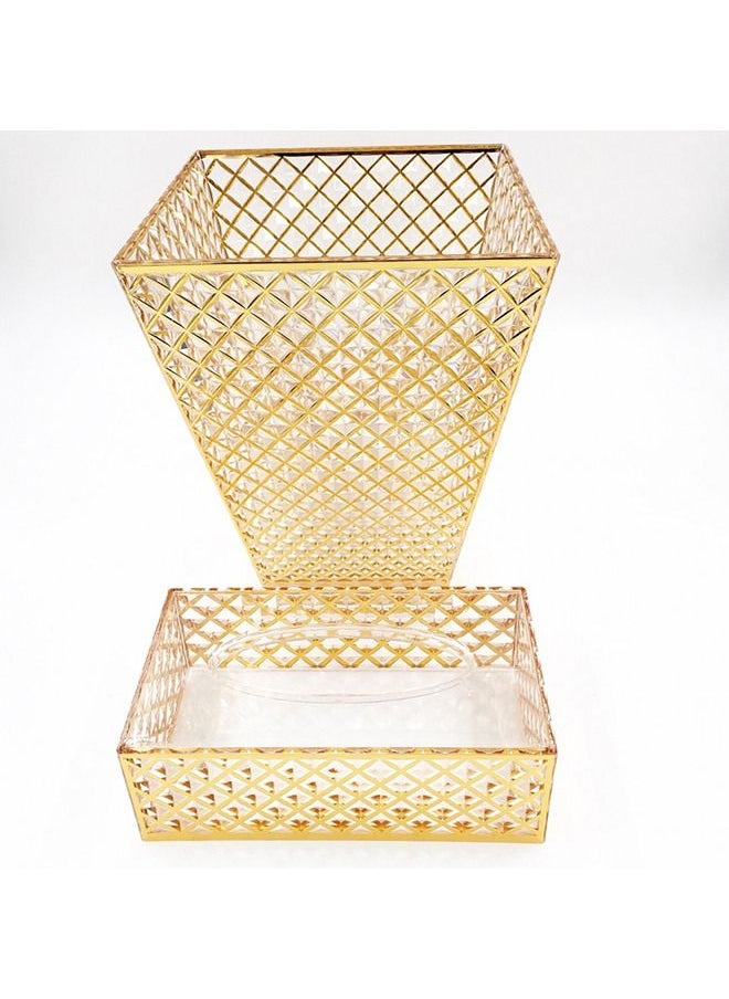 Cady One - Acrylic Trash Can And Tissue Box Set Gold - Image 1