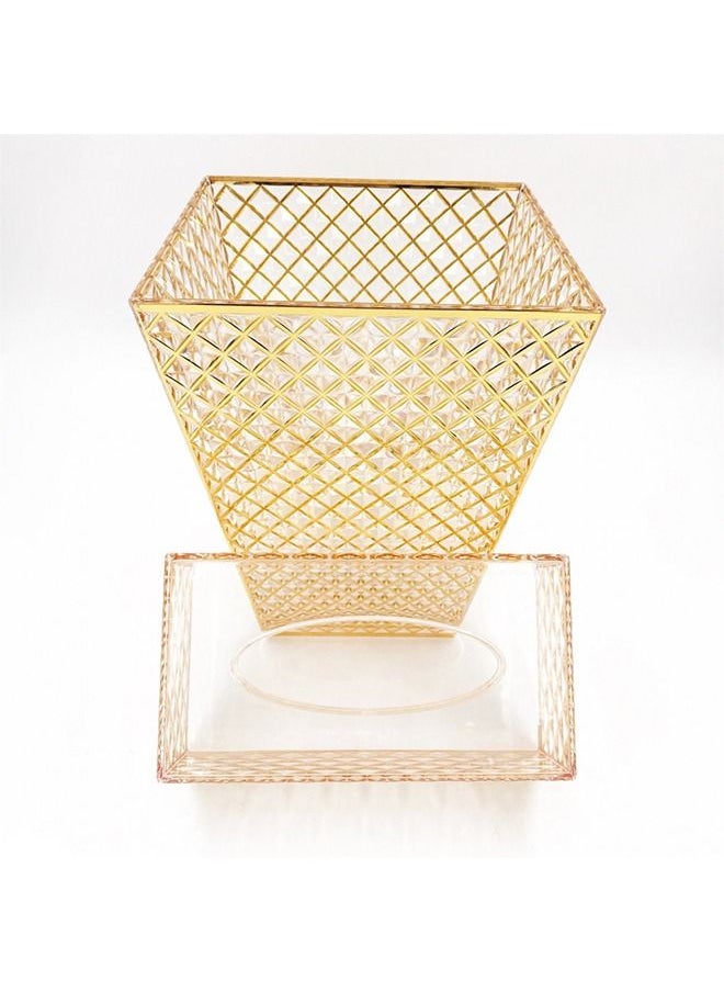 Cady One - Acrylic Trash Can And Tissue Box Set Gold - Image 1