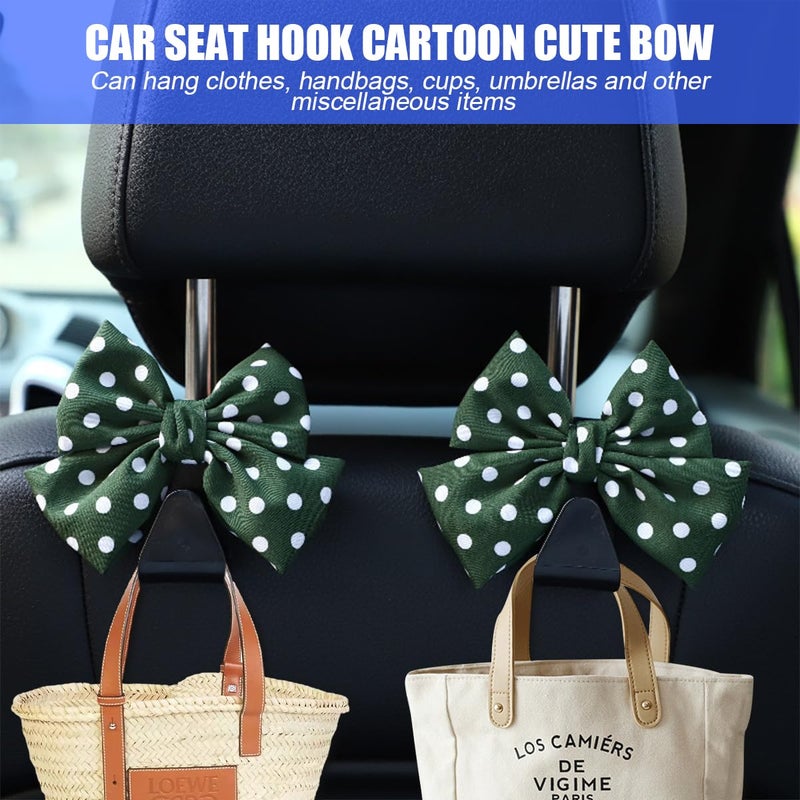 Mandark 2-Piece Car Seat Hooks - Cute Bow Vehicle Hooks for Purses and Bags - Universal Automotive Hanger for SUV, Sedan, Truck (Green/Polka Dot) - Image 5