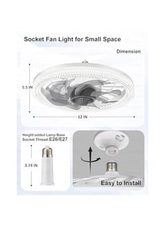 Arabest White Ceiling Fan Light with Remote Control and Dimmable Brightness, Modern Low Profile Flush Mount Socket Fan for Bedroom, Living Room, Kitchen, 3000K-6500K Memory Technology  - Image 3